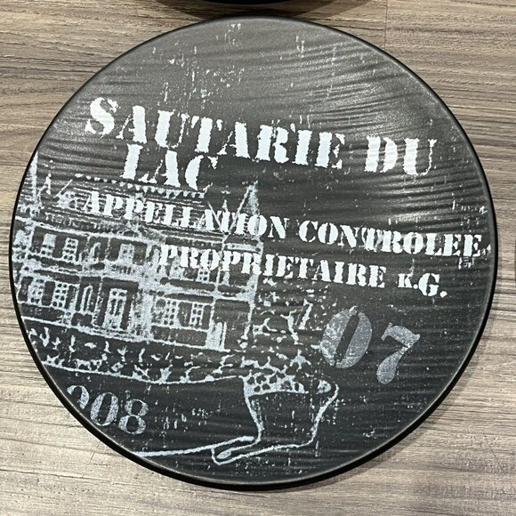 Set Of 4 Williams-Sonoma Black Vineyard Slate Appetizer Plates Wine Themed - Picture 5 of 16